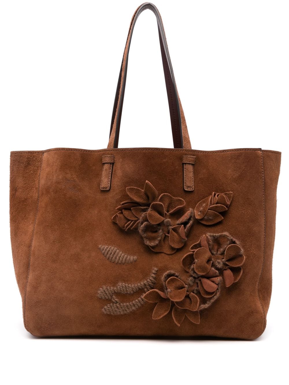 Floral-appliqué tote bag